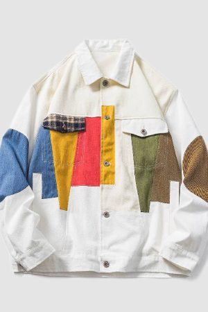 Style Core Aesthetics, New Style Trends Contrast Patchwork Jacket