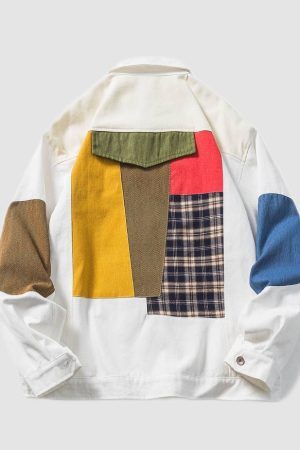 Style Core Aesthetics, New Style Trends Contrast Patchwork Jacket