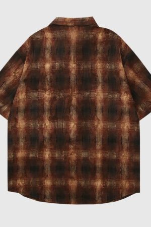 Style Core Aesthetics, New Style Trends Contrast Patchwork Plaid Shirts