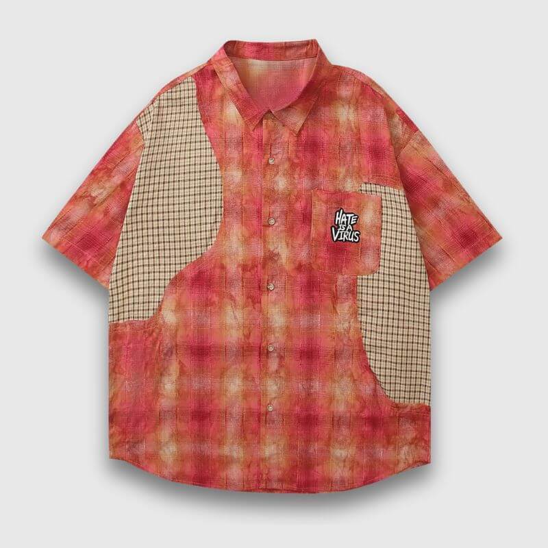 Style Core Aesthetics, New Style Trends Contrast Patchwork Plaid Shirts