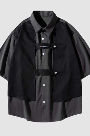 Style Core Aesthetics, New Style Trends Contrast Patchwork Shirts