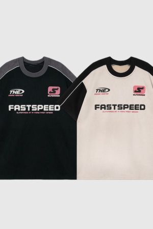 Style Core Aesthetics, New Style Trends Contrast Racing Style Tee