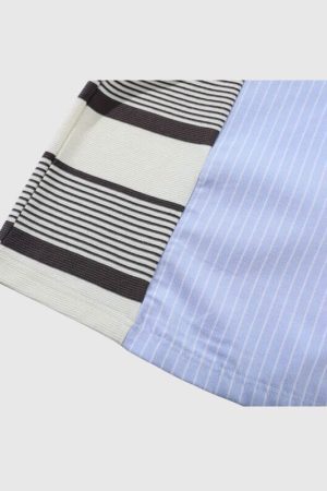 Style Core Aesthetics, New Style Trends Contrast Stripe Patchwork Shirts