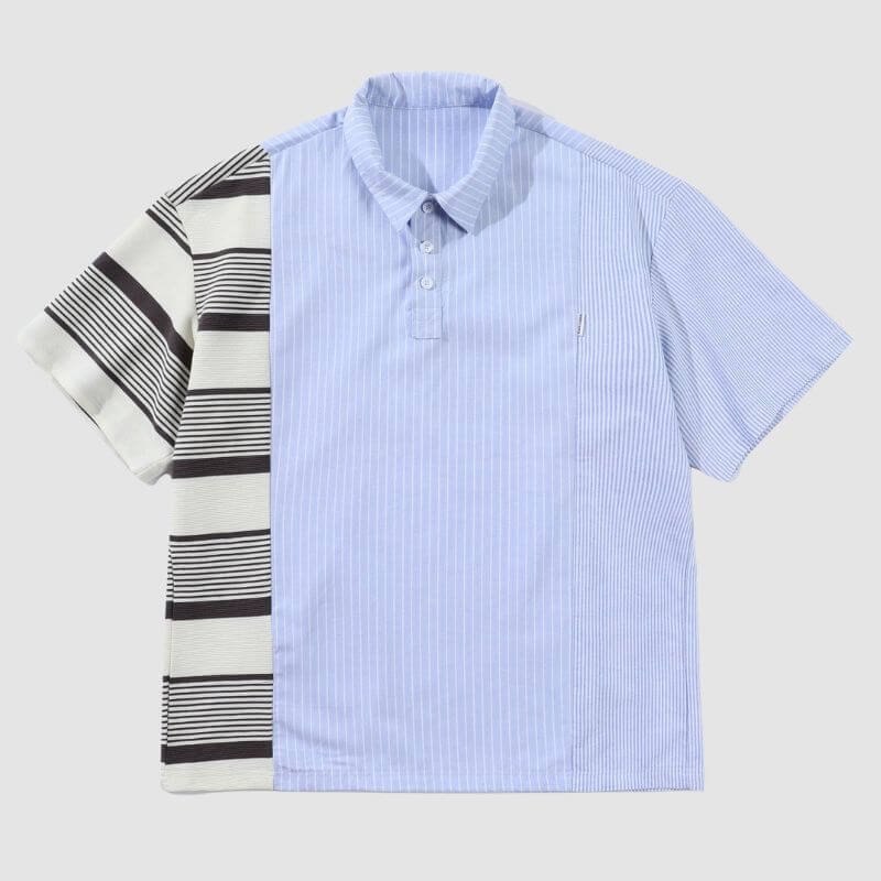 Style Core Aesthetics, New Style Trends Contrast Stripe Patchwork Shirts