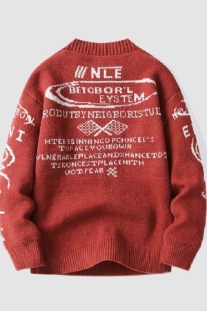 Style Core Aesthetics, New Style Trends Cool Graffiti Knit Sweater