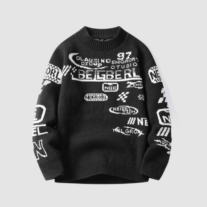 Style Core Aesthetics, New Style Trends Cool Graffiti Knit Sweater