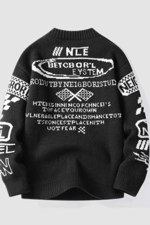 Style Core Aesthetics, New Style Trends Cool Graffiti Knit Sweater