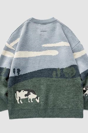 Style Core Aesthetics, New Style Trends Cow Knitted Sweater