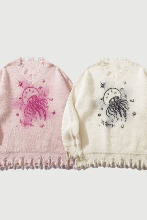 Style Core Aesthetics, New Style Trends Cozy Distressed Mink Knit Pullover