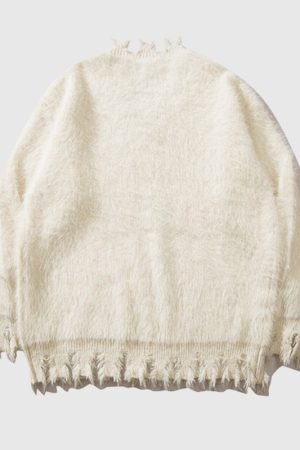 Style Core Aesthetics, New Style Trends Cozy Distressed Mink Knit Pullover