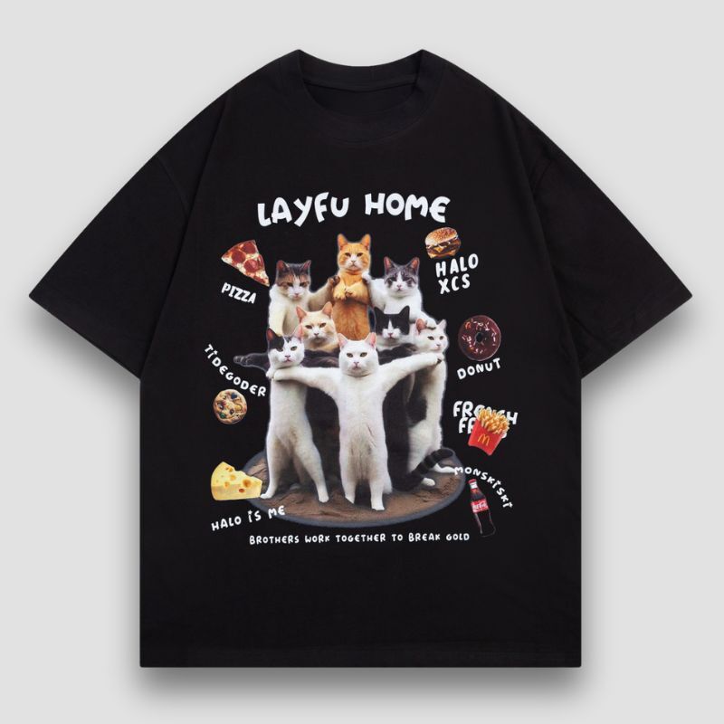 Style Core Aesthetics, New Style Trends Creative Spoof Cat Print T-shirt