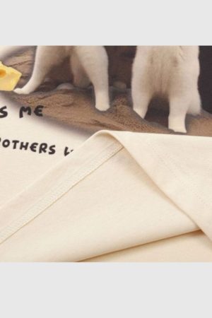 Style Core Aesthetics, New Style Trends Creative Spoof Cat Print T-shirt