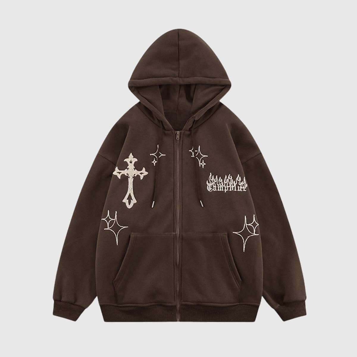 Style Core Aesthetics, New Style Trends Cross Embroidery Hoodie