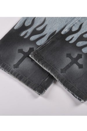 Style Core Aesthetics, New Style Trends Cross Print Jeans