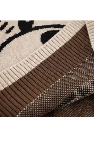 Style Core Aesthetics, New Style Trends Cute Bear Print Knit Sweater + Bear Mini Bag