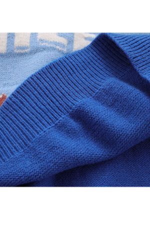 Style Core Aesthetics, New Style Trends Cute Bear & Stripe Pattern Sweater