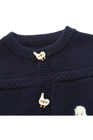 Style Core Aesthetics, New Style Trends Cute Cartoon White Chicken Sweater Cardigan