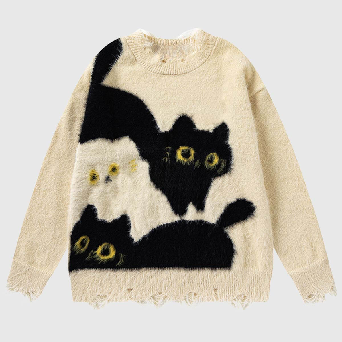 Style Core Aesthetics, New Style Trends Cute Cat Pattern Sweater