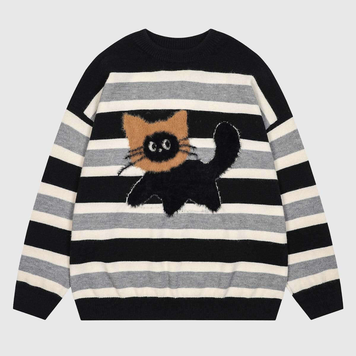 Style Core Aesthetics, New Style Trends Cute Cat Striped Sweater