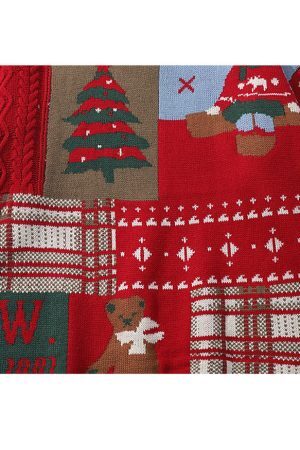 Style Core Aesthetics, New Style Trends Cute Christmas Bear Pattern Knit Sweater