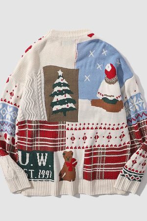 Style Core Aesthetics, New Style Trends Cute Christmas Bear Pattern Knit Sweater