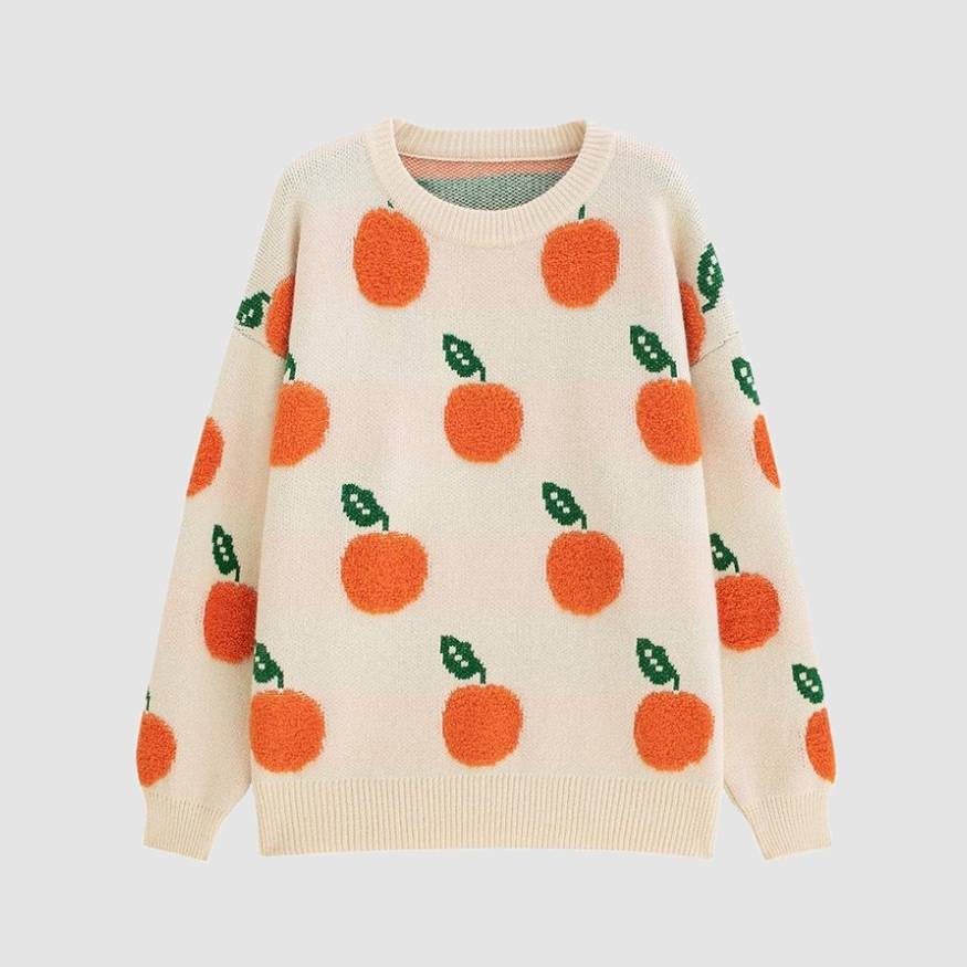 Style Core Aesthetics, New Style Trends Cute Orange Pattern Sweater