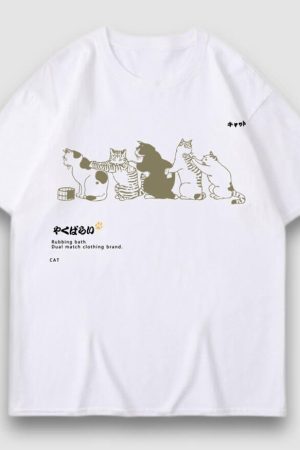 Style Core Aesthetics, New Style Trends Cute Queue Illustration Print Tee