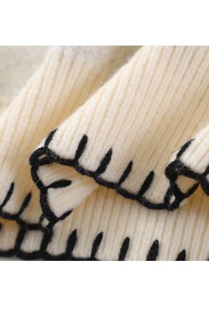 Style Core Aesthetics, New Style Trends Cute Rabbit Pattern Trim Sweater