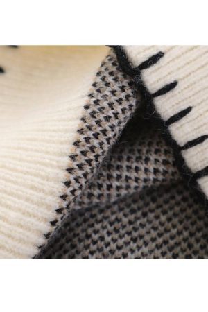 Style Core Aesthetics, New Style Trends Cute Rabbit Pattern Trim Sweater