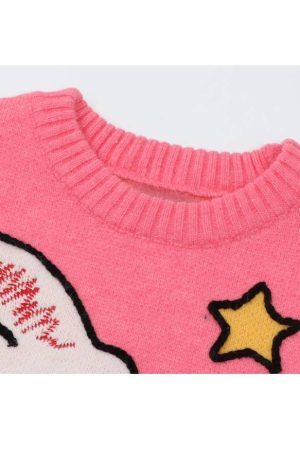 Style Core Aesthetics, New Style Trends Cute Rabbit & Star Pattern Sweater