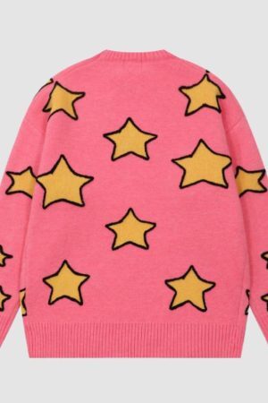 Style Core Aesthetics, New Style Trends Cute Rabbit & Star Pattern Sweater