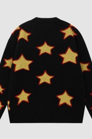Style Core Aesthetics, New Style Trends Cute Rabbit & Star Pattern Sweater