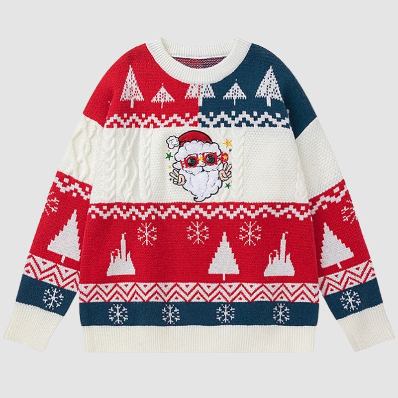 Style Core Aesthetics, New Style Trends Cute Santa Embroidered Pullover