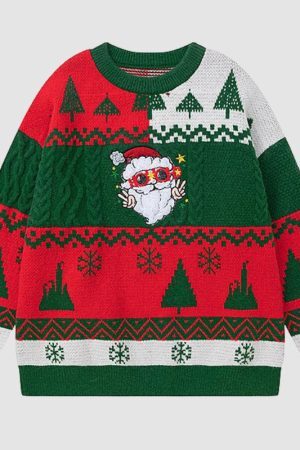 Style Core Aesthetics, New Style Trends Cute Santa Embroidered Pullover