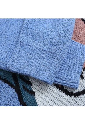 Style Core Aesthetics, New Style Trends Cute Shark Pattern Turtleneck Knit Sweater