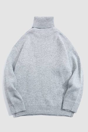 Style Core Aesthetics, New Style Trends Cute Shark Pattern Turtleneck Knit Sweater