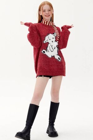 Style Core Aesthetics, New Style Trends Dancing Goat Pattern Sweater