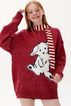 Style Core Aesthetics, New Style Trends Dancing Goat Pattern Sweater