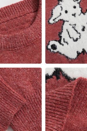 Style Core Aesthetics, New Style Trends Dancing Goat Pattern Sweater