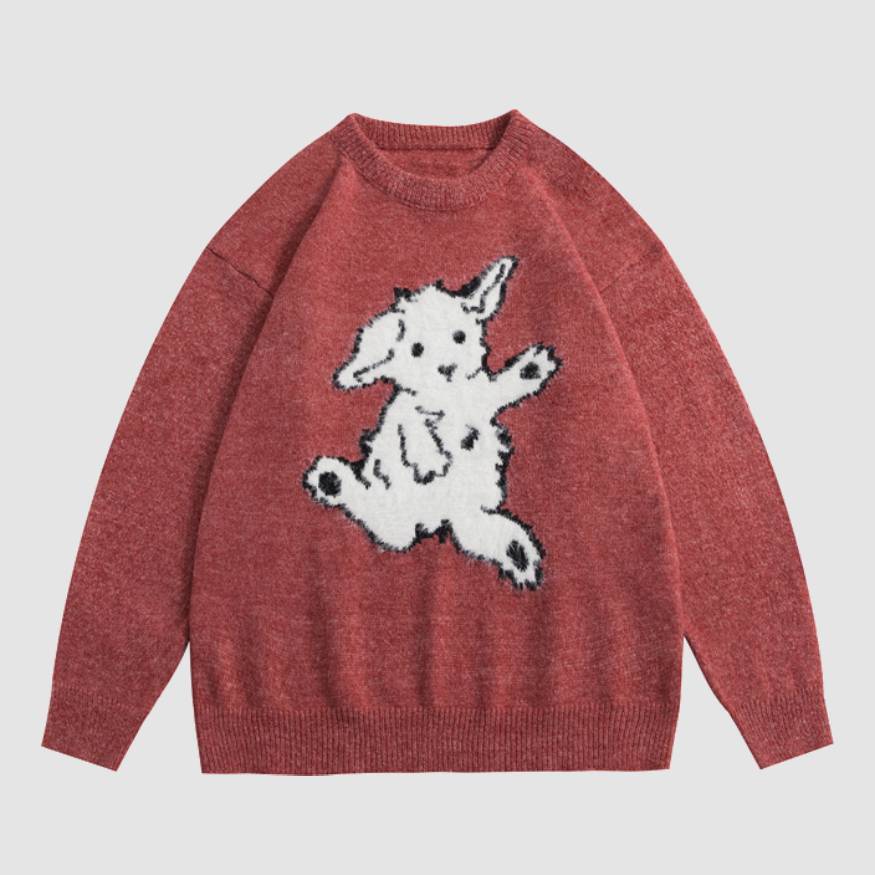 Style Core Aesthetics, New Style Trends Dancing Goat Pattern Sweater