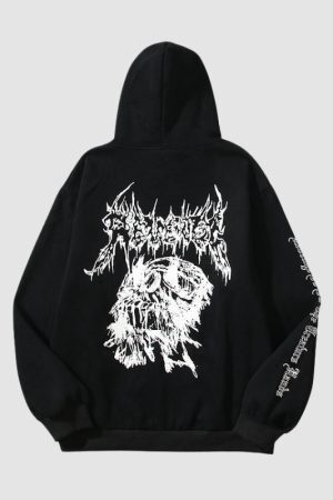 Style Core Aesthetics, New Style Trends Dark Style Skull Line Hoodies
