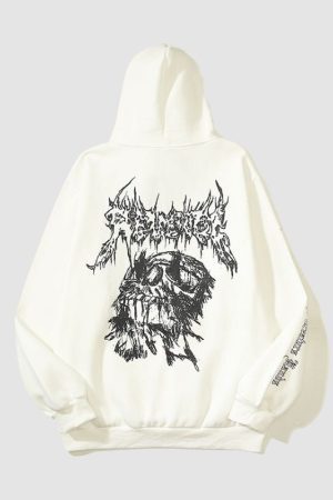 Style Core Aesthetics, New Style Trends Dark Style Skull Line Hoodies