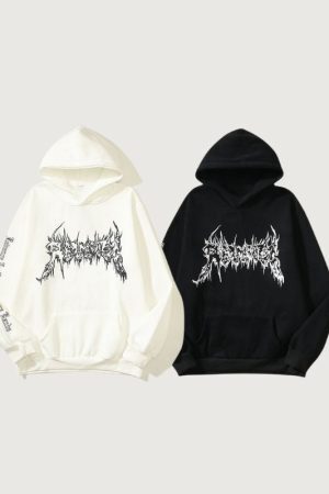 Style Core Aesthetics, New Style Trends Dark Style Skull Line Hoodies