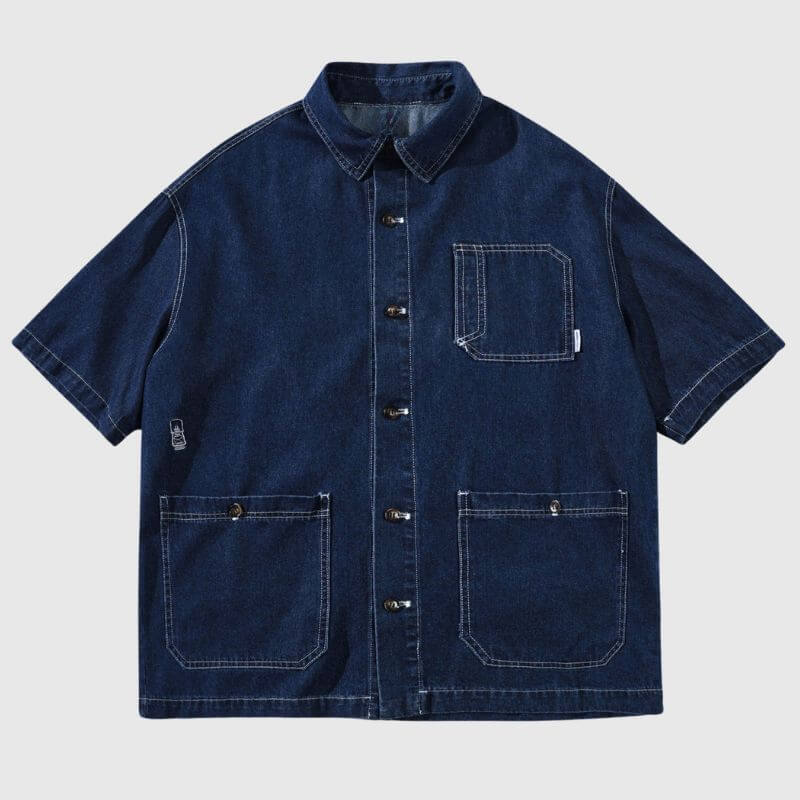 Style Core Aesthetics, New Style Trends Denim Multi-pocket Shirts