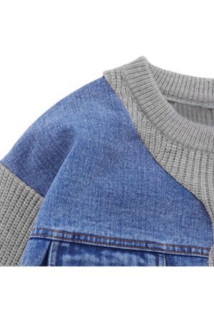Style Core Aesthetics, New Style Trends Denim Patchwork Design Pullover
