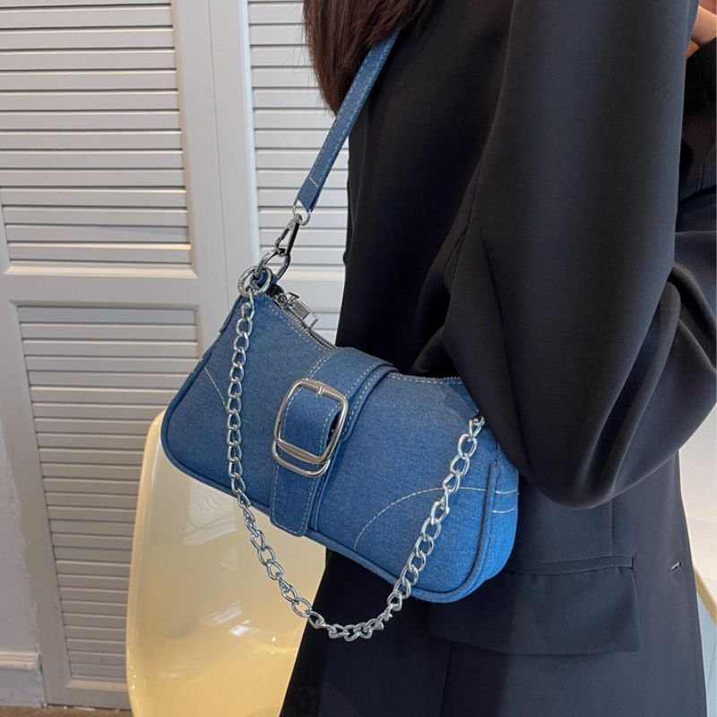Style Core Aesthetics, New Style Trends Denim Shoulder Baguette Bag