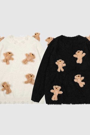 Style Core Aesthetics, New Style Trends Detachable Bear Knit Sweater