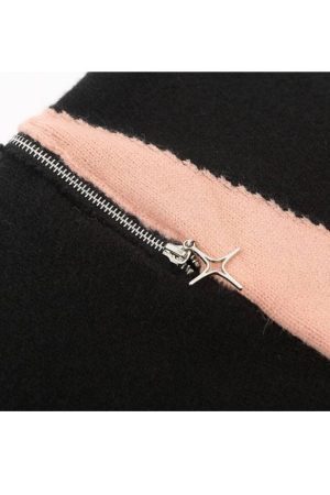 Style Core Aesthetics, New Style Trends Detachable Color Block Zipper Sweater