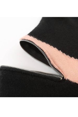 Style Core Aesthetics, New Style Trends Detachable Color Block Zipper Sweater