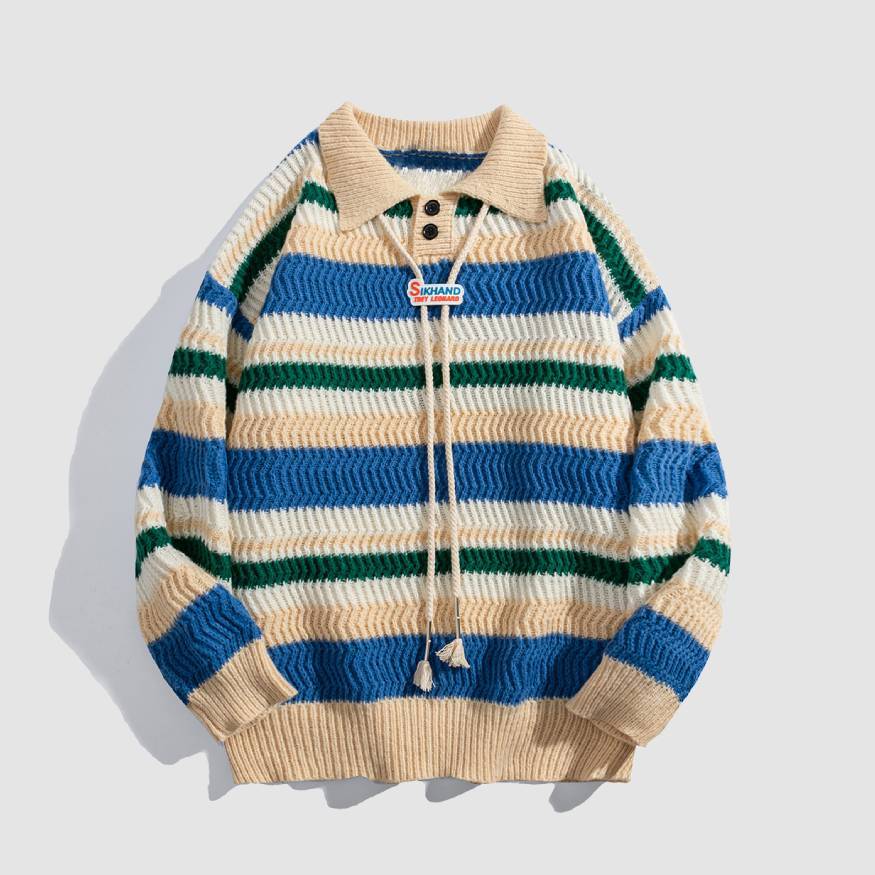 Style Core Aesthetics, New Style Trends Detachable Drawing Striped Sweater